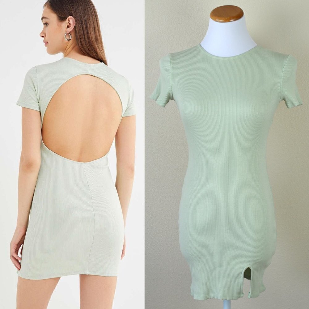 Urban Outfitters Aly Ribbed Open-back Mini Dress M - Picture 1 of 8